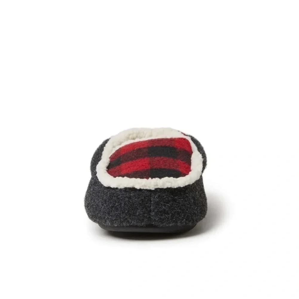 NWT Kids DEARFOAMS Hunter Felted Microwool Moccasin Slipper Buffalo Plaid 2/3